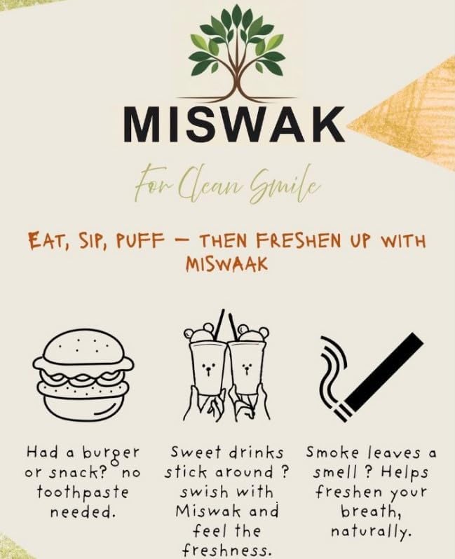 Miswak Sticks - Pack of 10 Natural Toothbrush Sticks with Wooden Holder