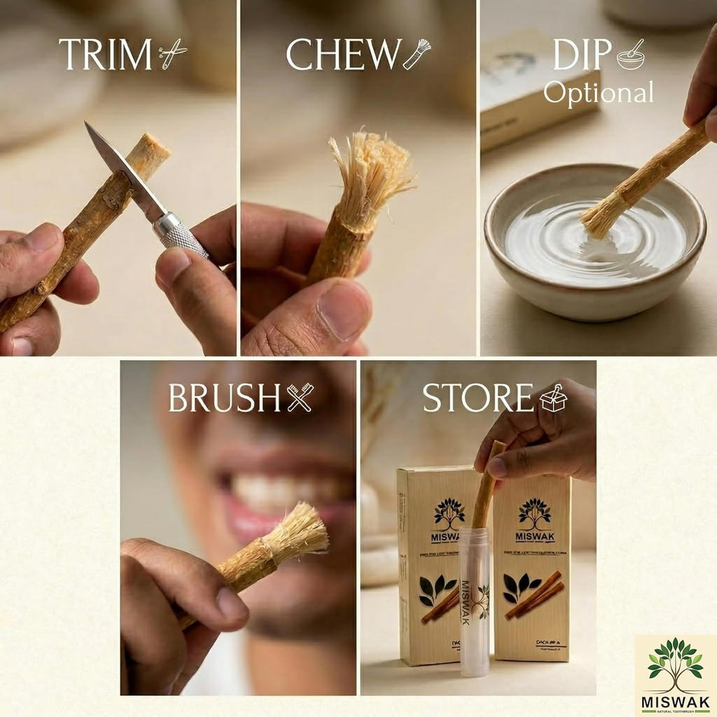 MISWAK Premium Natural Sticks Pack of 3 with Vacuum Holder