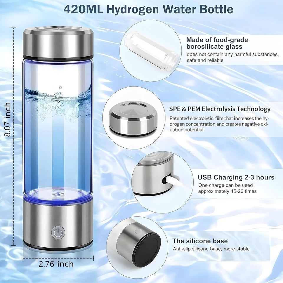 Hydrogen Water Bottle SPE Technology Electrolysis Hydrogen Generator Portable Health Cup Hydrogen-rich Wellness